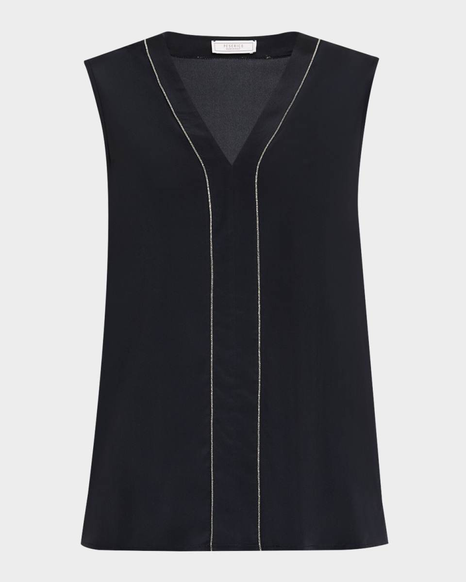 Sleeveless Chain-Trim Top